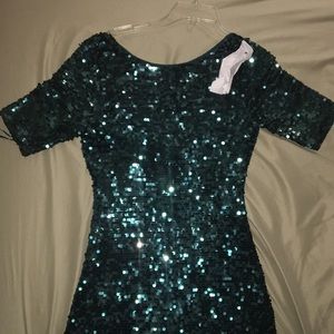 Green sparkly maxi dress